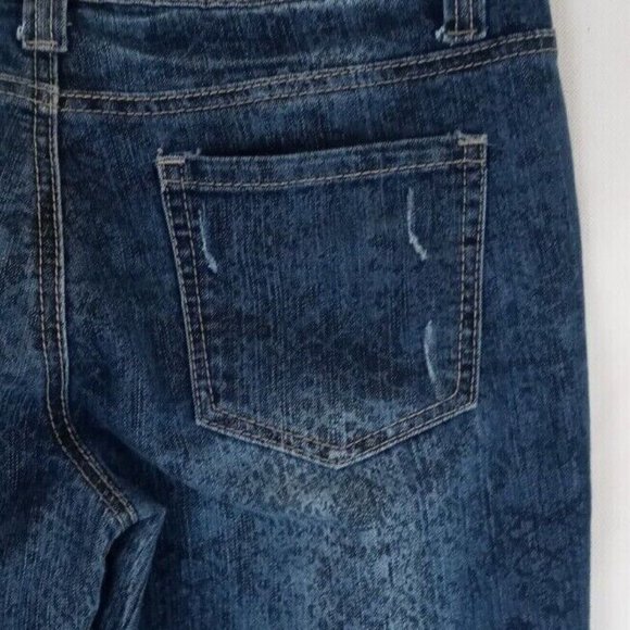 Twentyone Black Distressed Whiskered Skinny Jeans With Snakeskin Design 9/10R - Picture 4 of 9